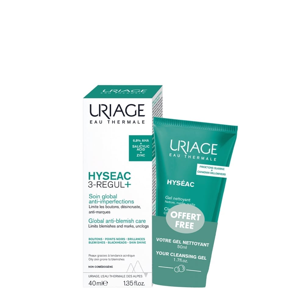 Uriage Hyséac 3-Regul+ Cuidado Global Anti-manchas 40mL + Hyséac Gel de Limpeza Anti-manchas 50mL